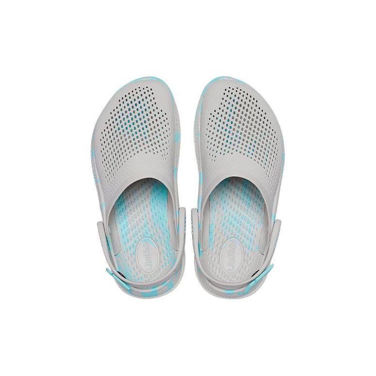 Crocs Literide Lightning Shoes Marble Pattern Beach Sandals Clogs Unisex Sandals Pearl-White 207634-1DU