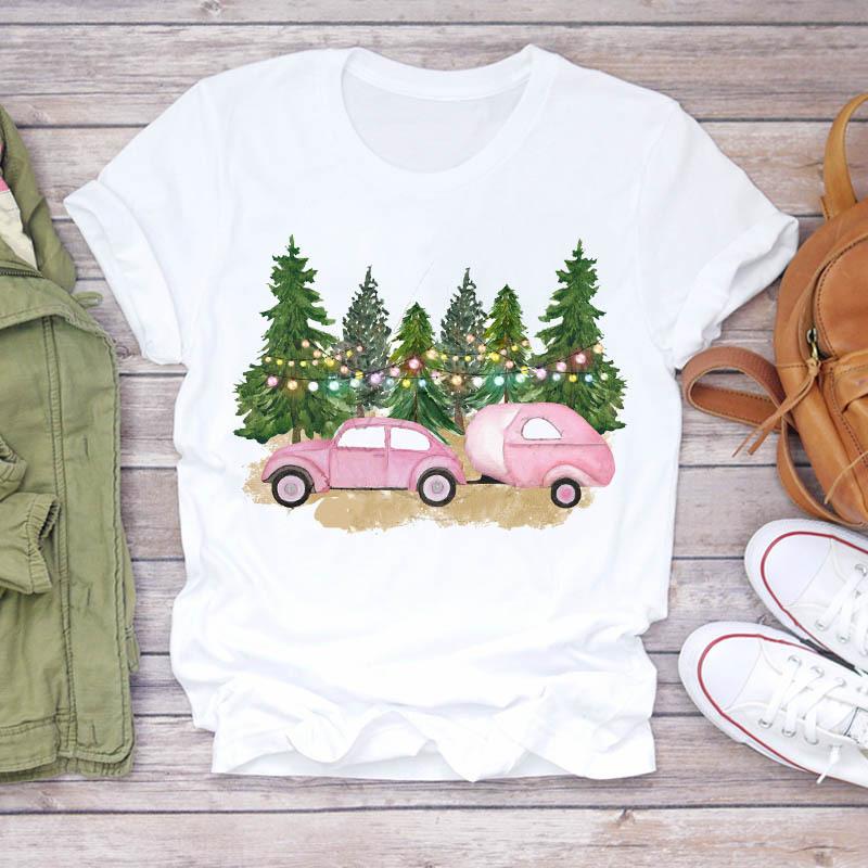 

Fashion Cartoon Christmas Graphic Women T-Shirt 90S Streetwear Cute Summer Loose Shirts White Short Sleeve O-Neck Tops Clothing S білий