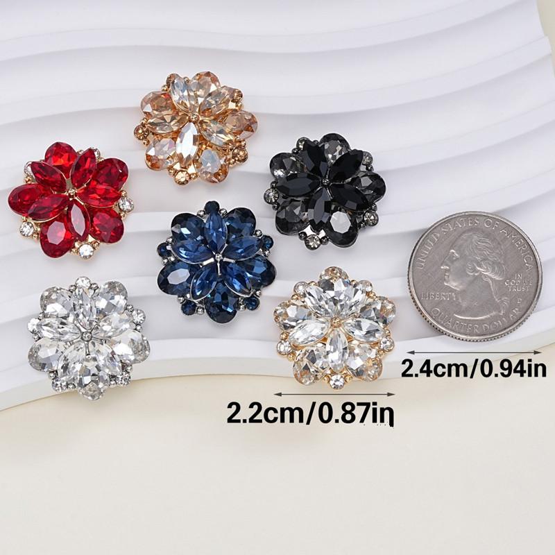 Crystal Flower Metal Alloy Buttons for Sewing DIY Decorative Button for Wool Coat Fur Coat Clothing Accessories