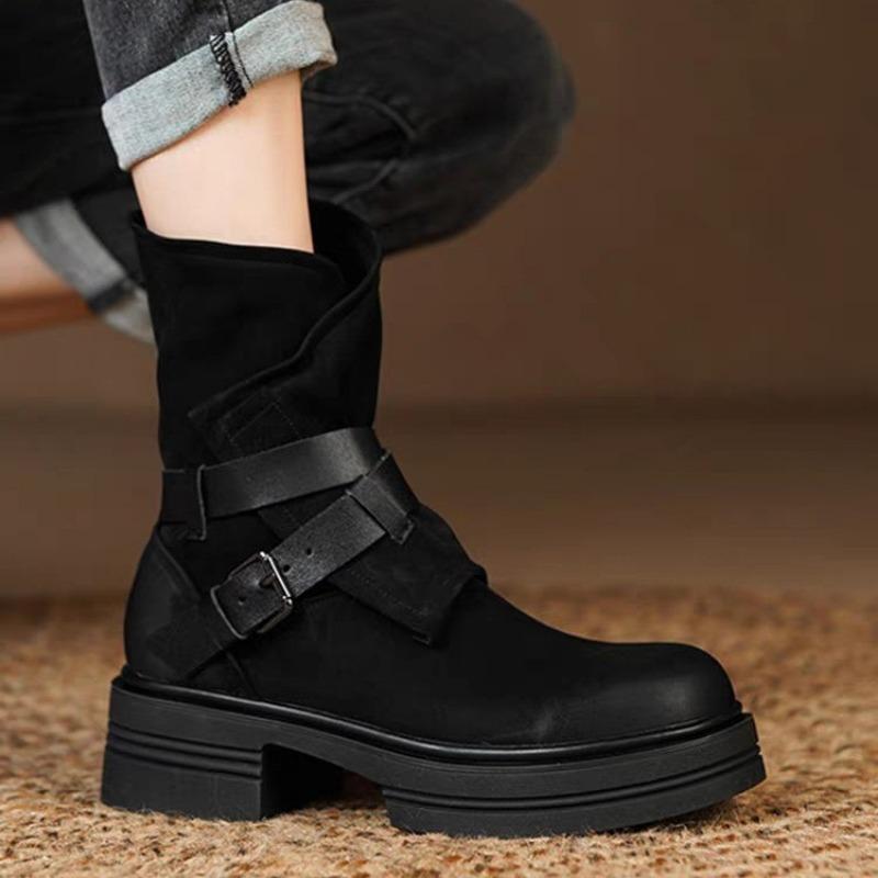 

Martin boots new autumn hollow Maillard boots side zipper mid tube western cowboy boots retro women s boots 35 чёрный