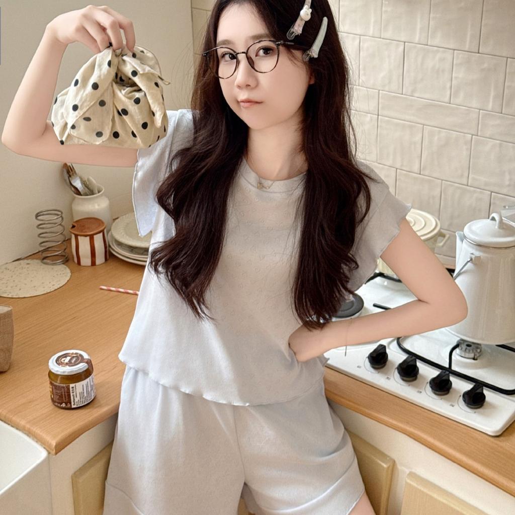Pure Cotton Pajamas Women's Summer Korean Girls' Loose and Versatile Short-sleeved Shorts Can Be Worn Outside Loungewear Two-piece Set