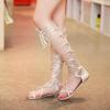 Sandals 2025 Summer Cross Strap High Tube Cool Boots Flat Beach Sandals Roman Shoes Women's Shoes