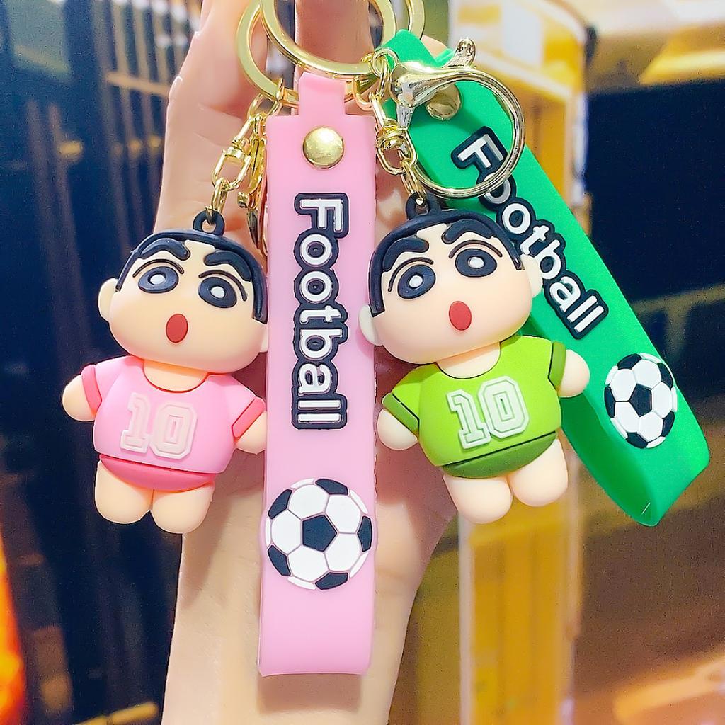Internet Celebrity Cute Cartoon Football Cross Dressing Crayon Shin Chan Keychain 3D Car Doll Small Gift