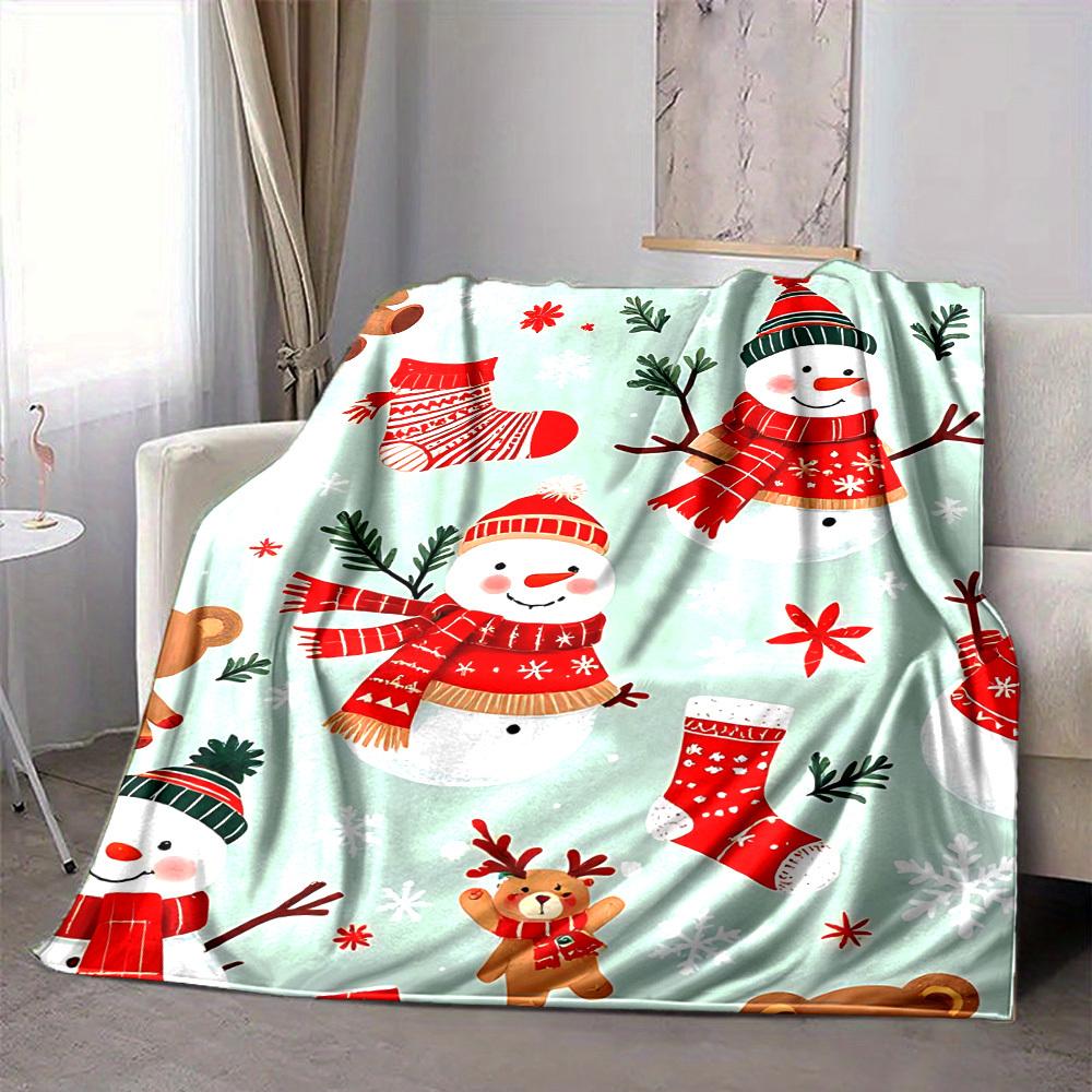 1pc Snowman Blanket Warm, Cozy, And Soft, Suitable for Sofas, Beds, Cars, And Office Use.Perfect for Camping And Travel, Making It a Great Gift for An