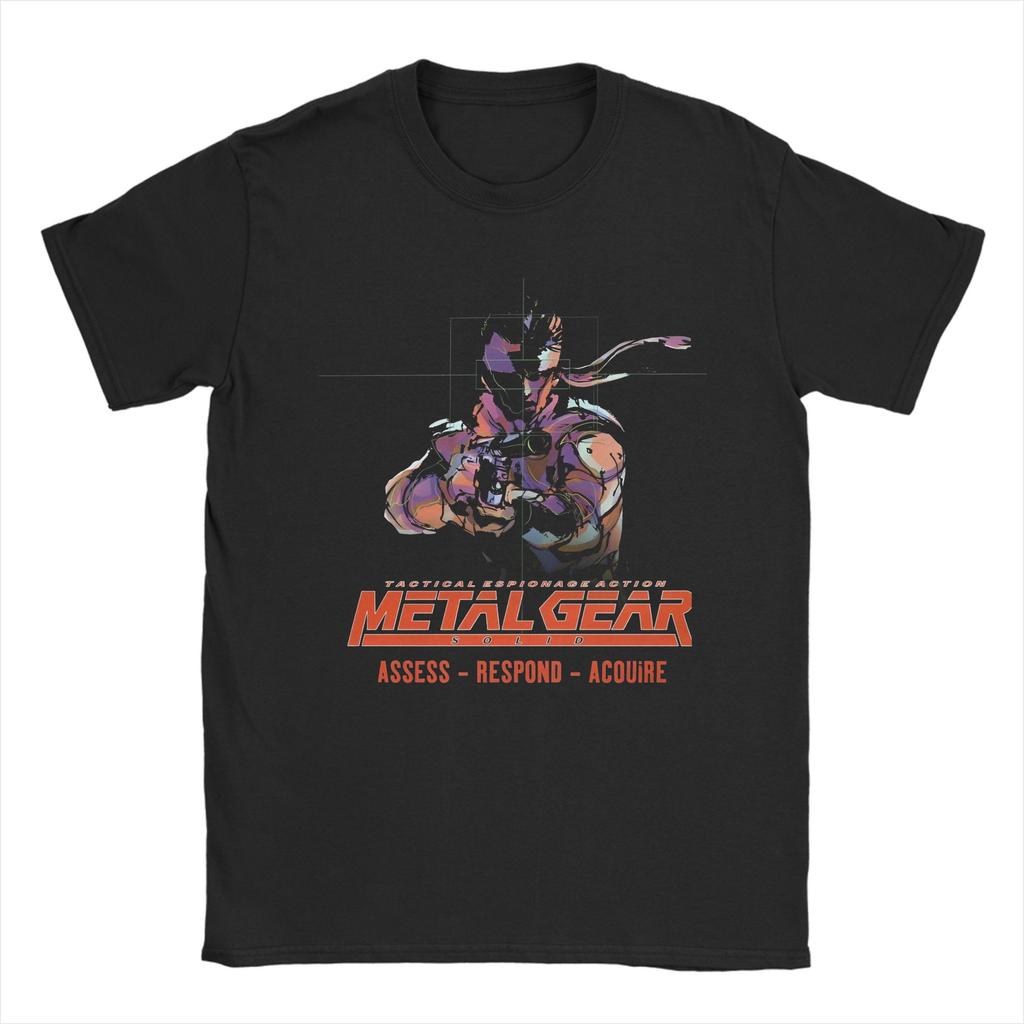 Vintage Metal Gear Japan Videospiel T-Shirt Herren Rundhals Baumwolle T-Shirts Kurzarm T-Shirt Sommer Oberteile