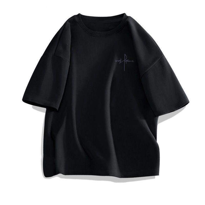 Unisex Trendy Cotton Short Sleeve T-Shirt - Simple Print, Five-Point Sleeve, Summer Style