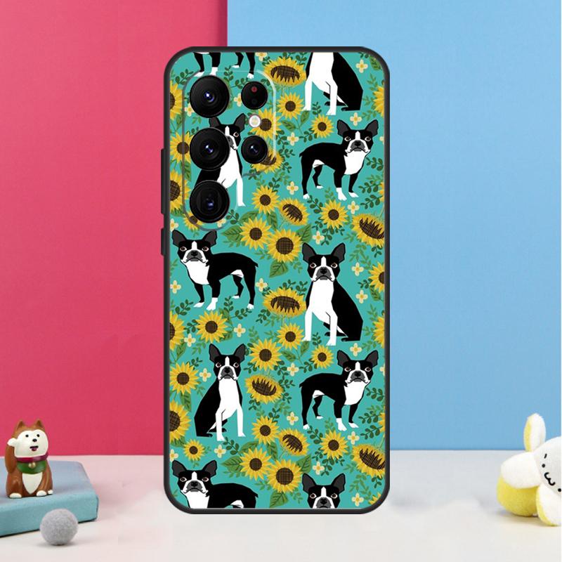 Boston Terrier Hunde Hülle Für Samsung Galaxy S24 Ultra S20 S21 S22 S23 S25 Plus S9 S10 S25 FE Rückabdeckung Schale