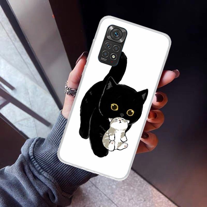 Cartoon Cute Black Cat Phone Case For Xiaomi Redmi Note 15 14 14S 13 12S 12 Pro Plus 11S 11 10S 10 4G Cover 11E 11T 5G Print Fun
