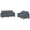 2 Piece Sofa Set with Cushions Dark Gray Velvet