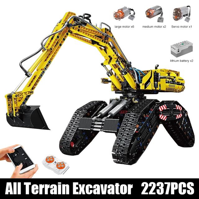 MOULD KING 17018 Technical Car Building Sets All Terrain Excavator Clawler Truck Bricks Toys RC Engineering Vehicle For Boys