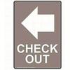 8x12 Taupe Metal Check Out Sign Vertical Wall Decor with White Arrow