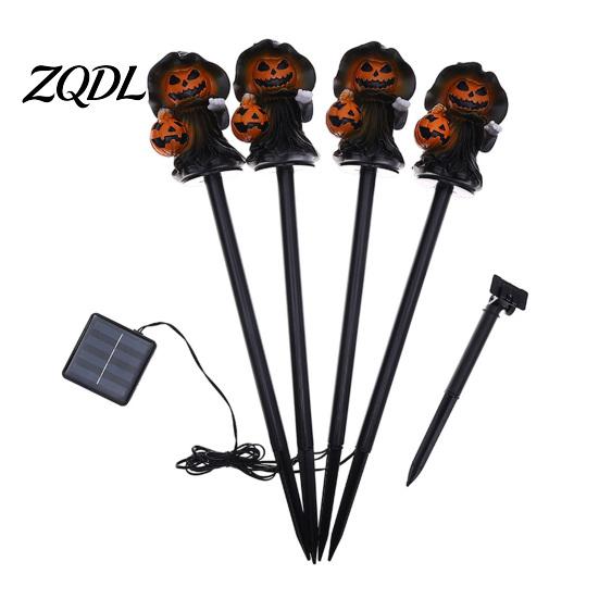 Automatic Dusk to Dawn Lights 4Pcs/Set Halloween Solar Ghost Stake Light, 4-in-1 Pumpkin with LED Pathway Lighting Lights, Waterproof Decorative Lamp