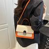 Contrasting color trend fashion small square bag women's 2025 new high-end texture messenger bag niche simple casual shoulder bag