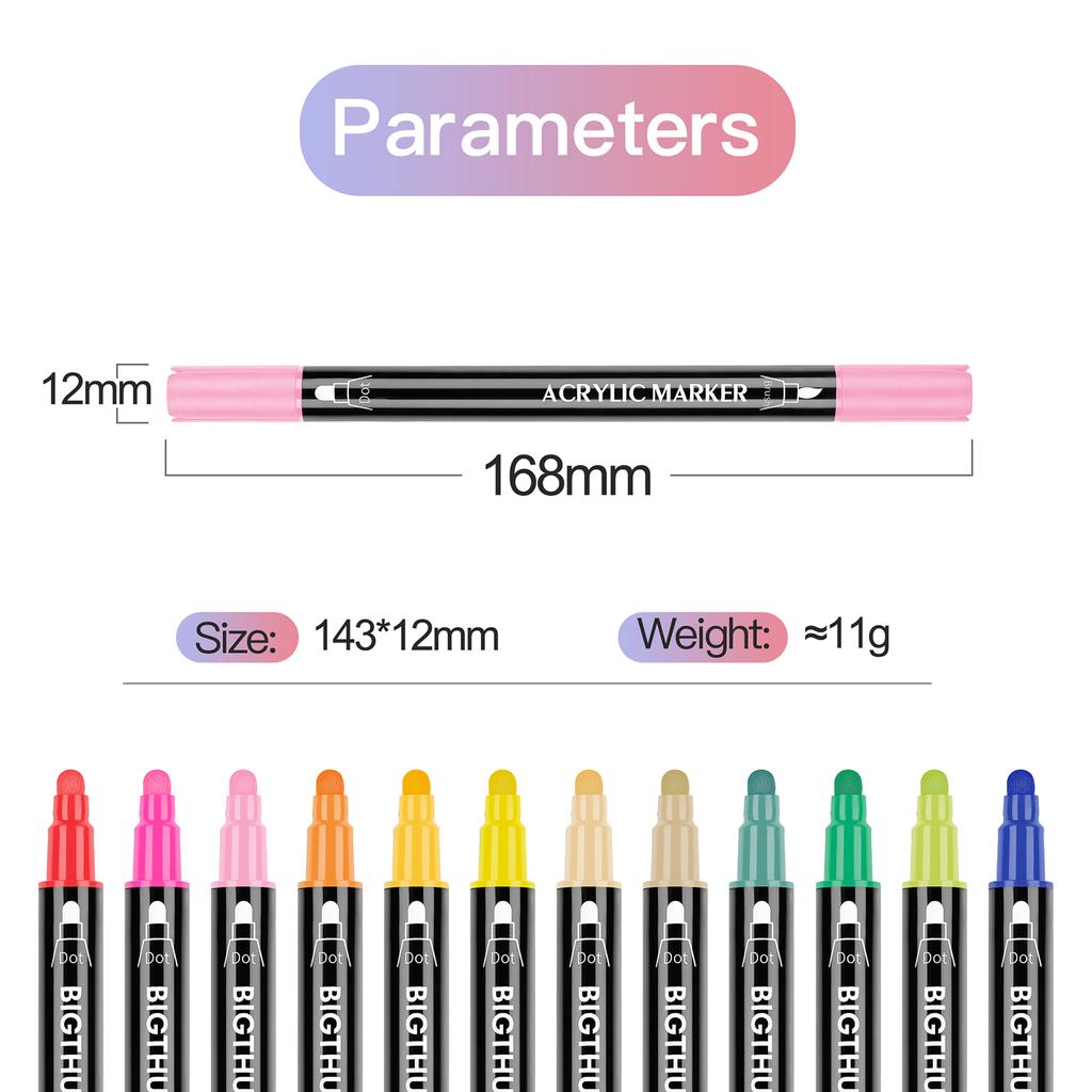 24 Pack  Acrylic Paint Markers Vibrant Color Assortment Dual Tip Quick Dry Non Toxic for Kids Adult DIY Art and Craft