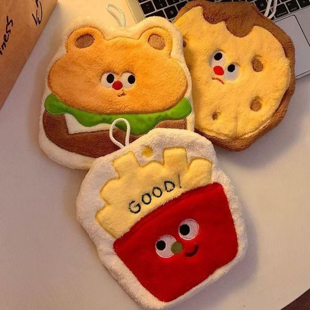 

Fries Cookies Hamburgers Towel Cartoon Cleaning Rags New Handkerchiefs Biscuit