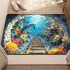 3D Illusion Carp Doormat Unique Koi Fish Pond Entrance Rug with Realistic Water Effect Non-Slip Floor Mat for Home Decor