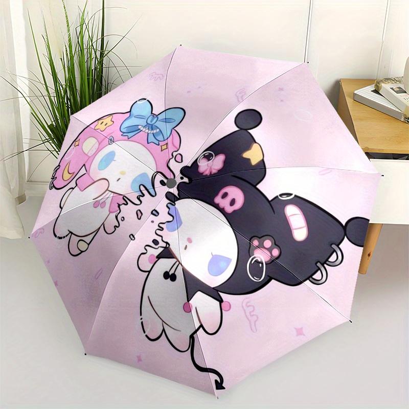 1pc My Melody and Kurome Cinnamoroll Automatic Opening and Closing Umbrella, Lightweight 3-Fold, With Cute Cartoon Characters, Suitable for Home, Outd