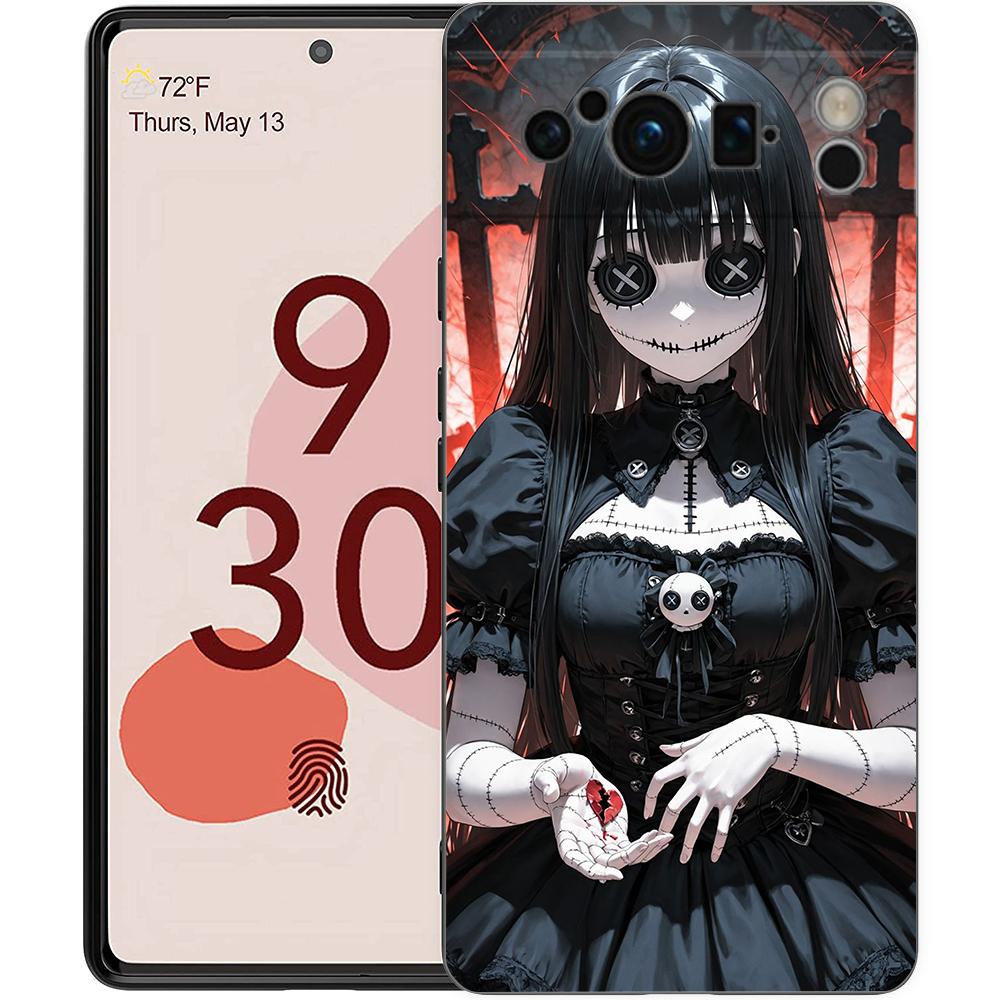 

Phone Case Cover for Google Pixel 10 9 8 7 6 7A 6A Pro Shockproof Soft TPU 10 9 Pro XL Dark Cute Girl Doll Art Creative Cartoon Pixel 7 Pro