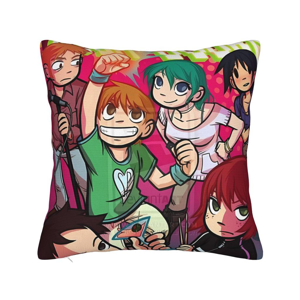 Scott Pilgrim Group Battle Pillow Case Square Pillow Cover Cute Funny Cushion Cover For Sofa Bedroom Home Decor