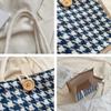 Houndtooth Lunch Bags Mini Tote Bag for Women Mobile Phone Tote Bag Lady Small Linen Casual Handbag Female Portable Shopping Bag