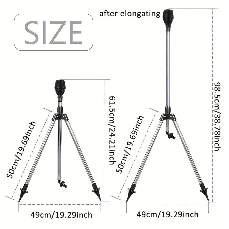 360° Rotating Tripod Sprinkler for Lawn/Garden, Double-Sided Coverage, Telescoping Design