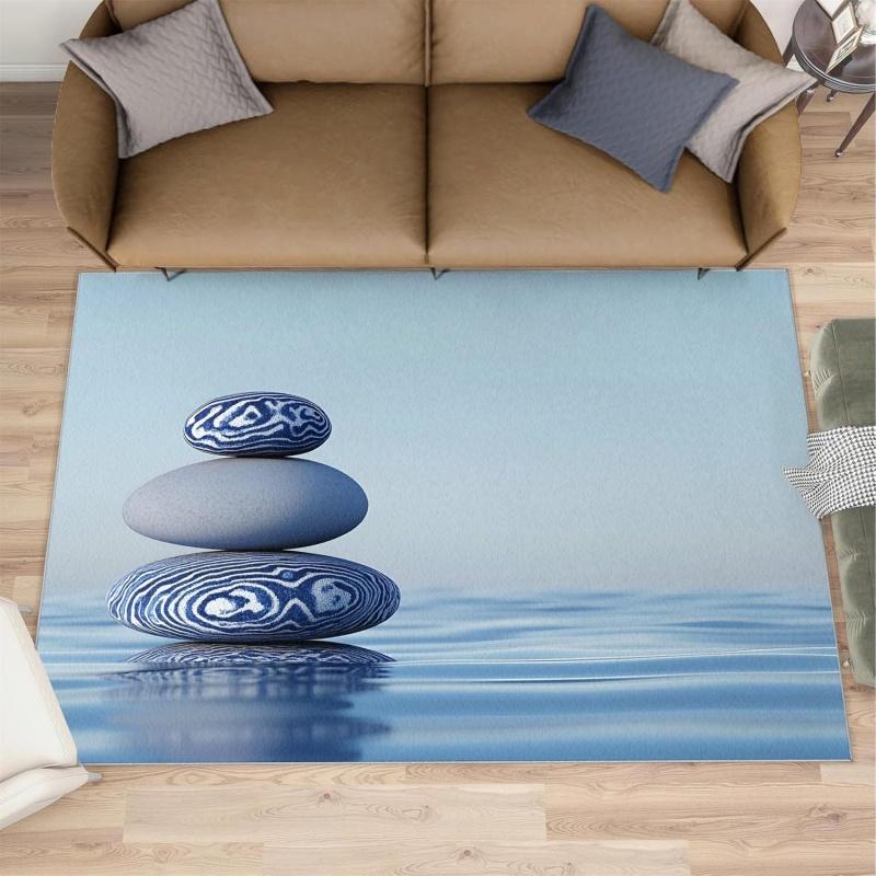 Yoga Woman with Tropical Leaves Area Rug Boho Watercolor Fitness Print Carpet Non-Slip Indoor Floor Mat for Living Room Bedroom