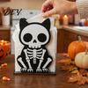 Waterproof Wood Stand Halloween Wooden Napkin Holder, Ghost Pumpkin Skeleton Cat Bat Tissue Dispenser, Tabletop Organizer Decor for Dining Table