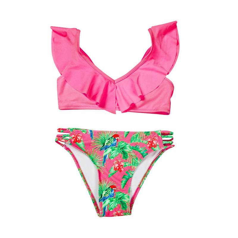 

Детский раздельный купальник с оборками - Милые размеры для детей 150 (Size 14) розовый