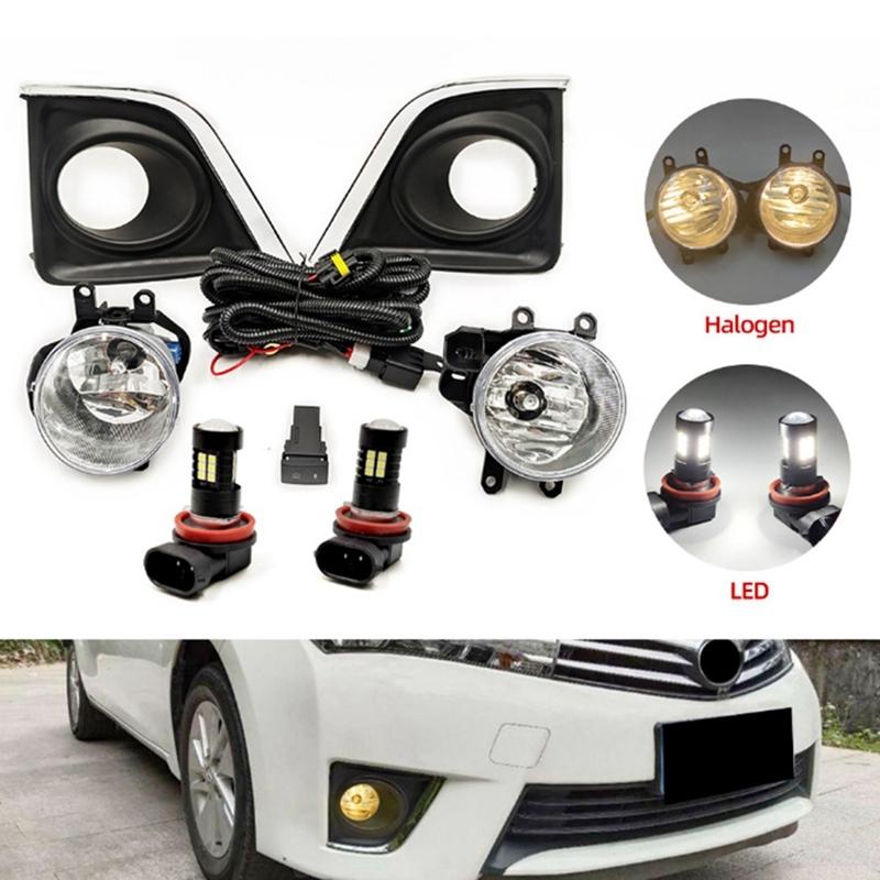 Car Front Fog Lamp Halogen Light Bumper Light Assembly LED Lamp Beads For Toyota Corolla 2014-2017