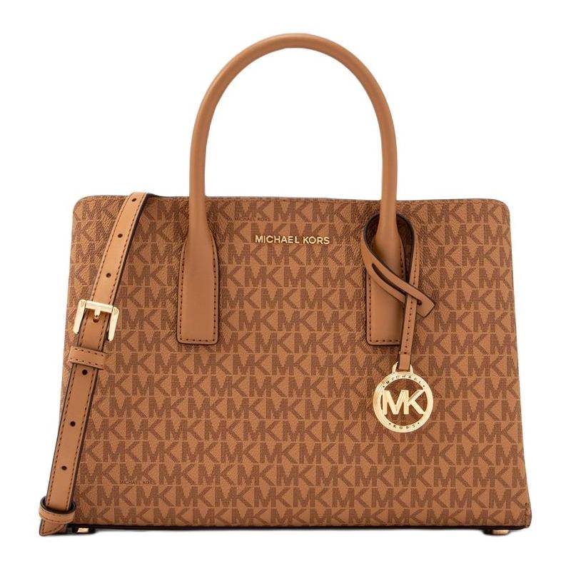 MICHAEL KORS Ruthie RUTHIE Top Zip Round Letter Charm Coated Canvas Crossbody Tote Small Women s Brown коричневый