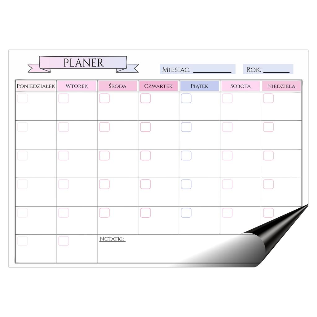 Planer Na Lodówkę Kalendarz Organizer Tygodniowy + Lista Zakupów Pisak
