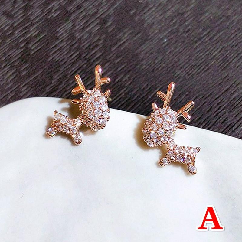 Women Christmas Crystal Elk Stud Earrings Fashion Jewelry Gift Christmas Ornaments