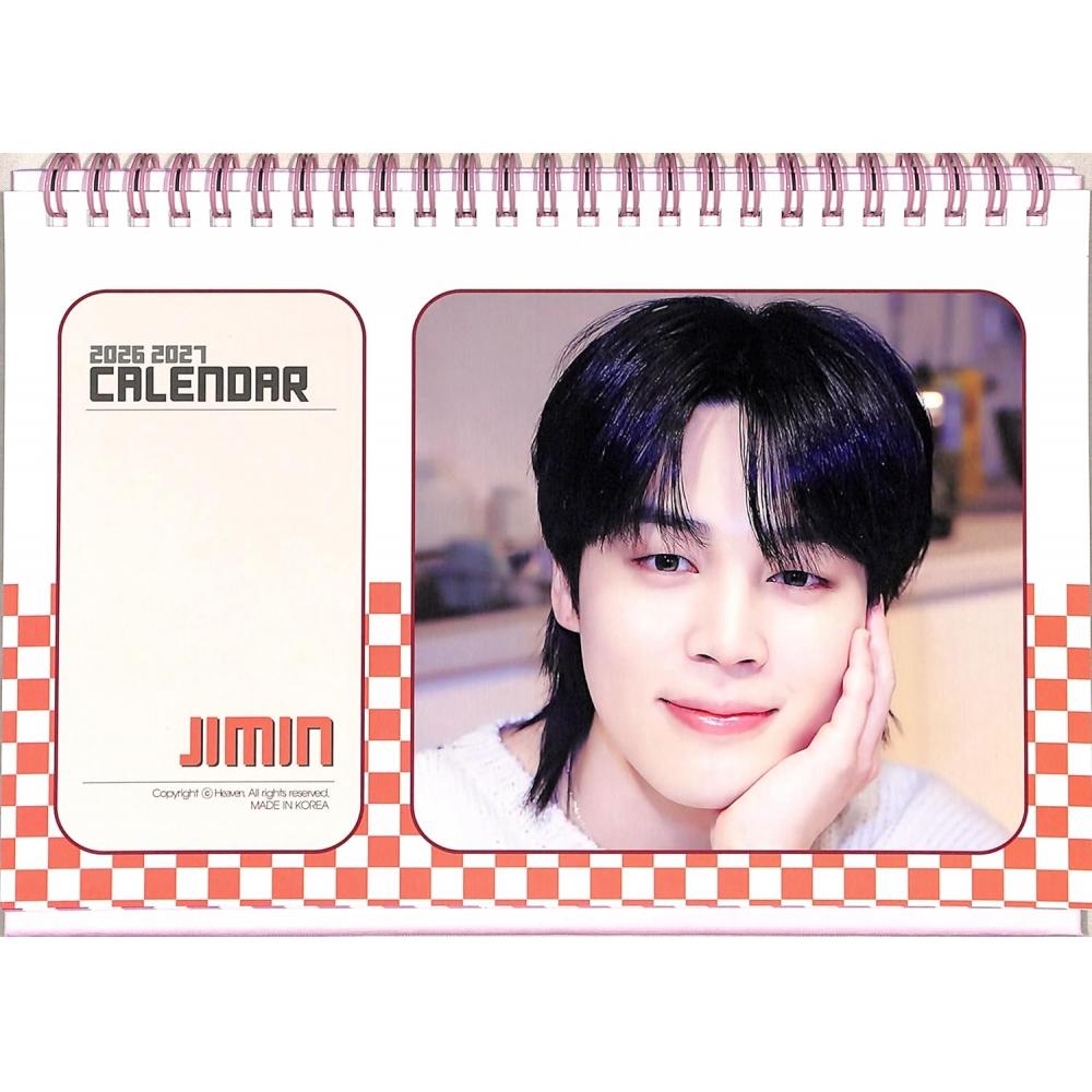 Настольный календарь на 2 года (2026 2027) без бренда + 1 набор наклеек Bts Jimin