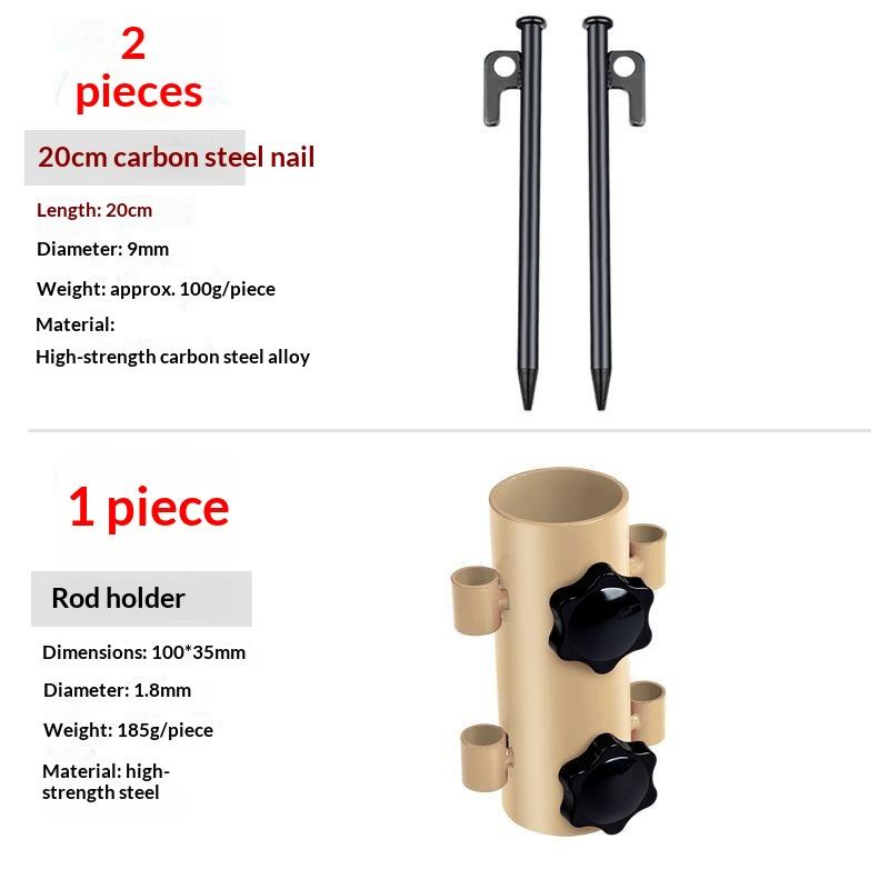 1 Pezzo Nero Supporto Palo Tenda da Campeggio Esterna Base Ombrellone Pesca in Spiaggia Tenda a Baldacchino Doppia Manopola Fissaggio Paletto a Terra Accessori