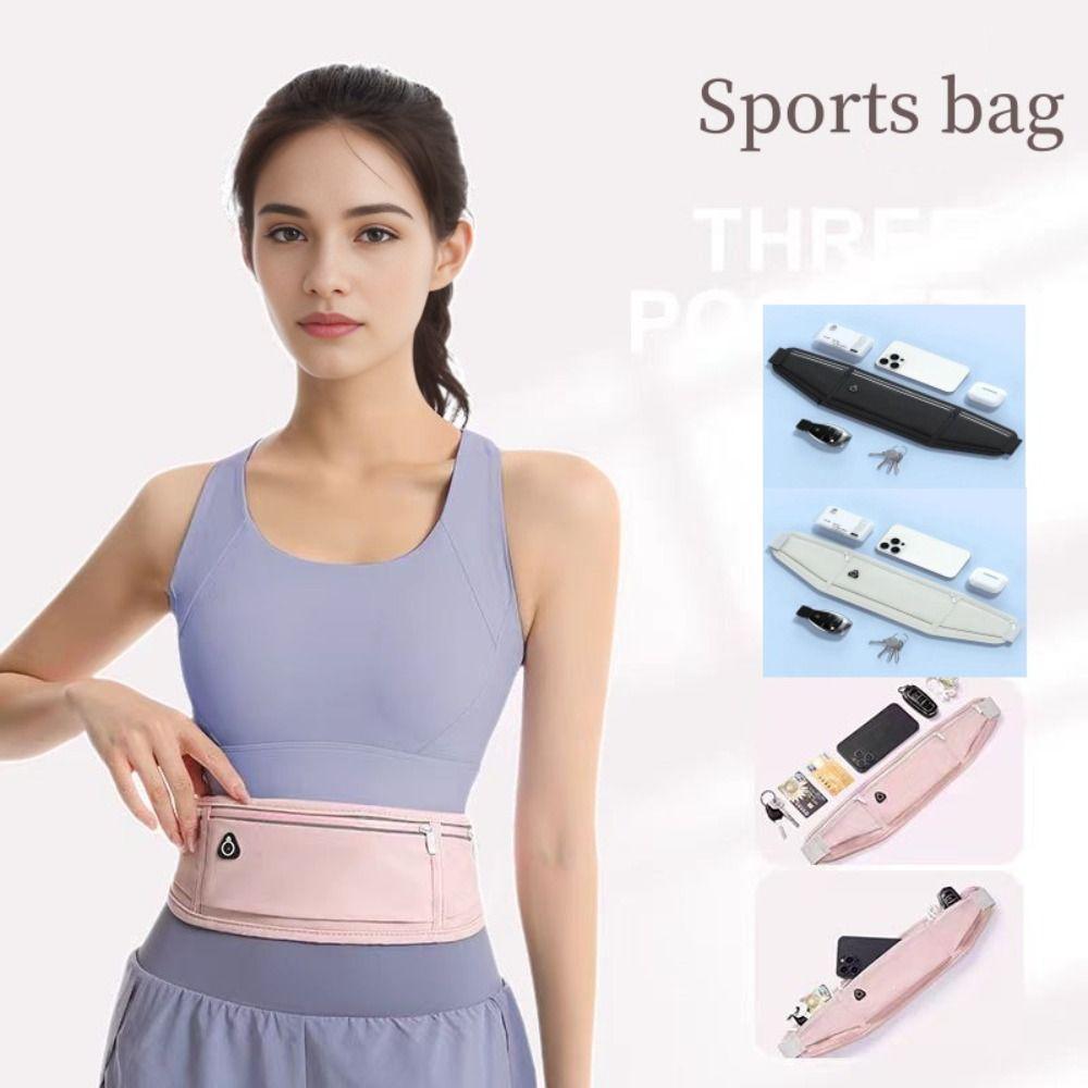 Fashion Waterproof Running Waist Bag Invisible Lightweight Sports Belt Bag Reflective Strip Breathable Waist Pack Women