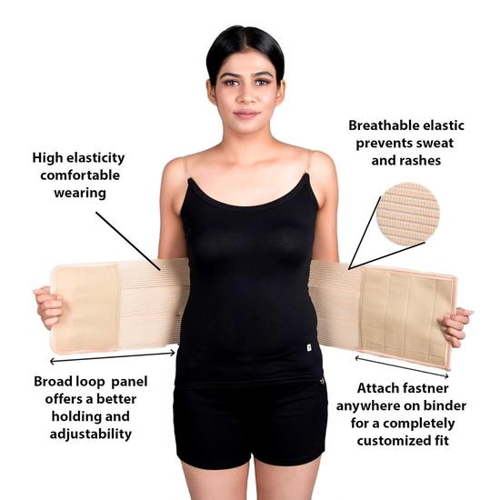 Wonder Care Abdominal Belt post pregnancy post delivery care compression belt adjustable fitness brace with hook and loop fastener (M)