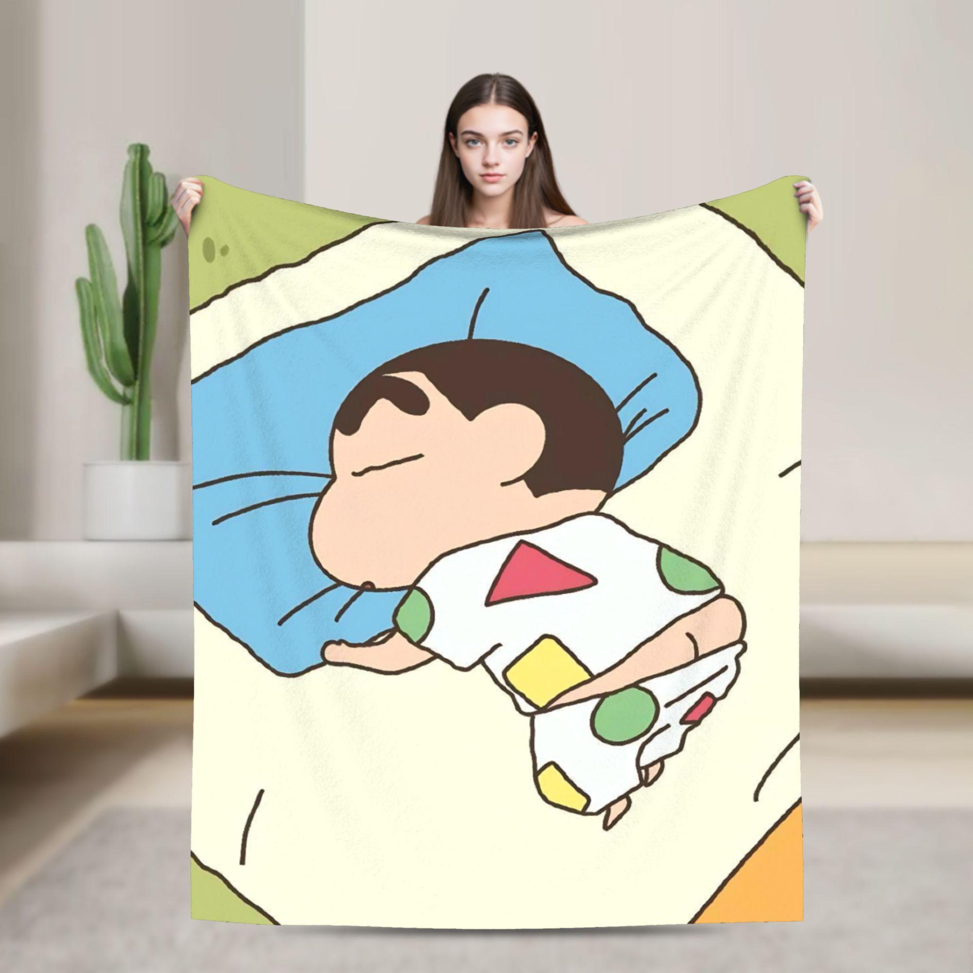 Warm Blanket Travel Office Crayon Shin-chan Sleep  Kawaii Throw Blanket  Flannel Bedspread For Couch Bed Fluffy Sofa Bed Cover 80x120cm(31x47inch)