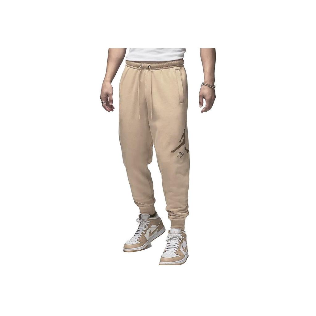 Jordan Essentials Logo Print Fleece-Lined Casual Drawstring Joggers Men Bottoms Maize FD7346-200