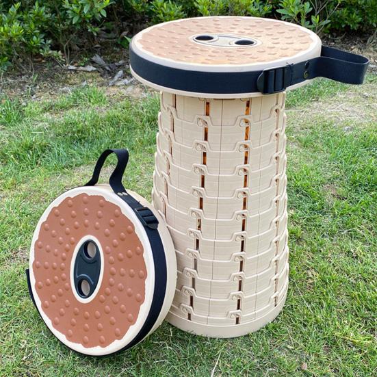 Outdoor Folding Stool with Carrying Handle Height Adjustable Retractable Stool Heavy Duty Camping Picnic Fishing Collapsible Telescoping Chair Seat