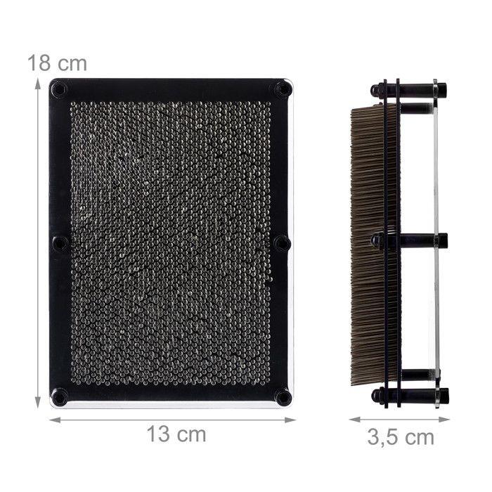 Relaxdays Jeu pinart sculpture 3D, exprimez votre créativité, rappelle les année 80s, H x L : 18 x 13 cm, argenté/noir