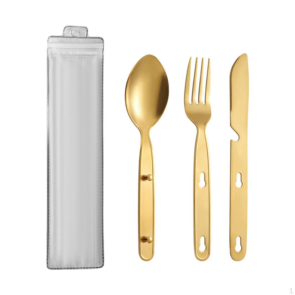 Set D'ustensiles De Camping 3 Pièces – Compact, Pliable, Acier Inoxydable (neuf)