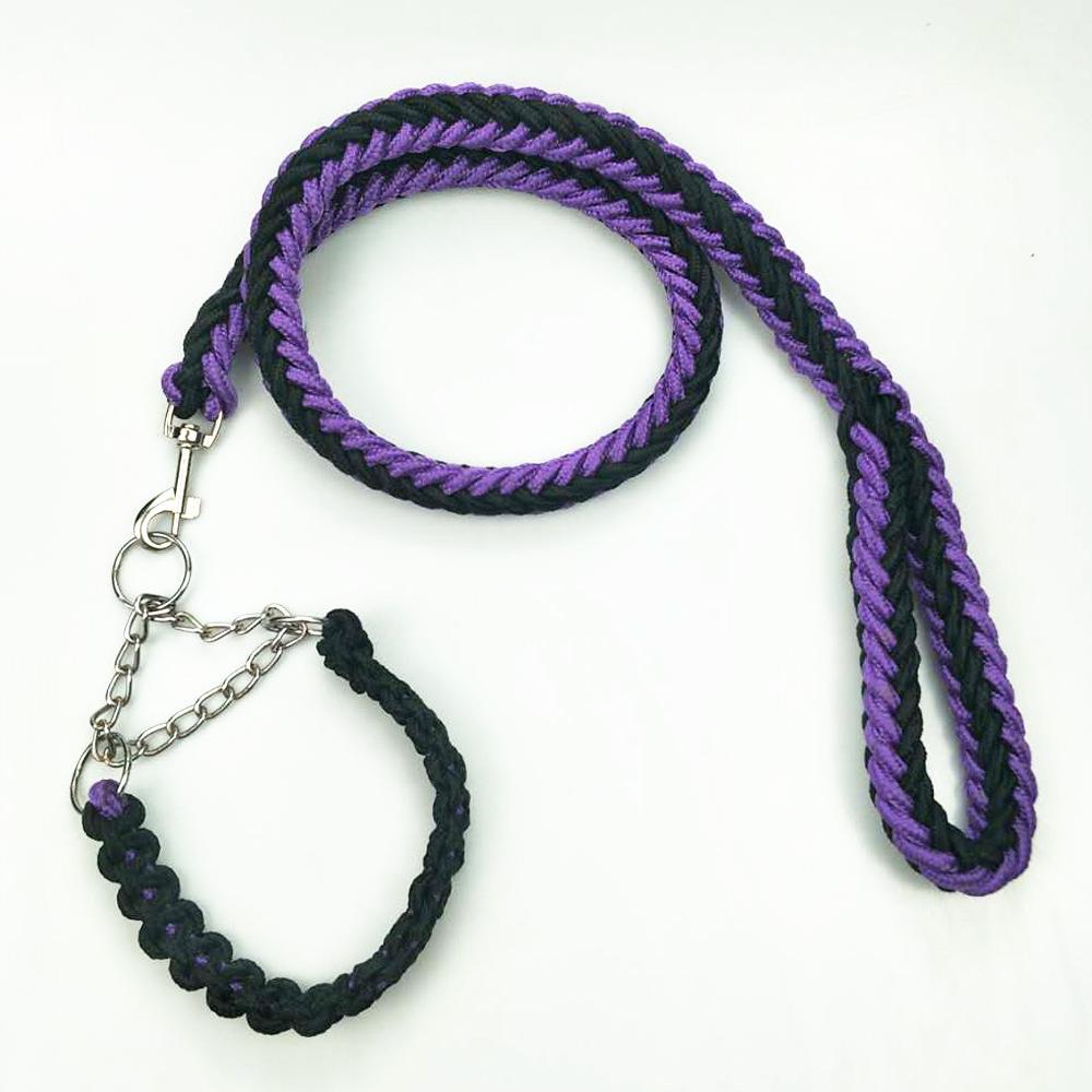 Eight-Strand Braided Dog Collar and Leash Set with Bone Chest Strap by Shuangyu Pets