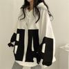 Sweat-shirt à capuche pour femmes, haut ample, à la mode, avec lettres d'étudiant, pull décontracté