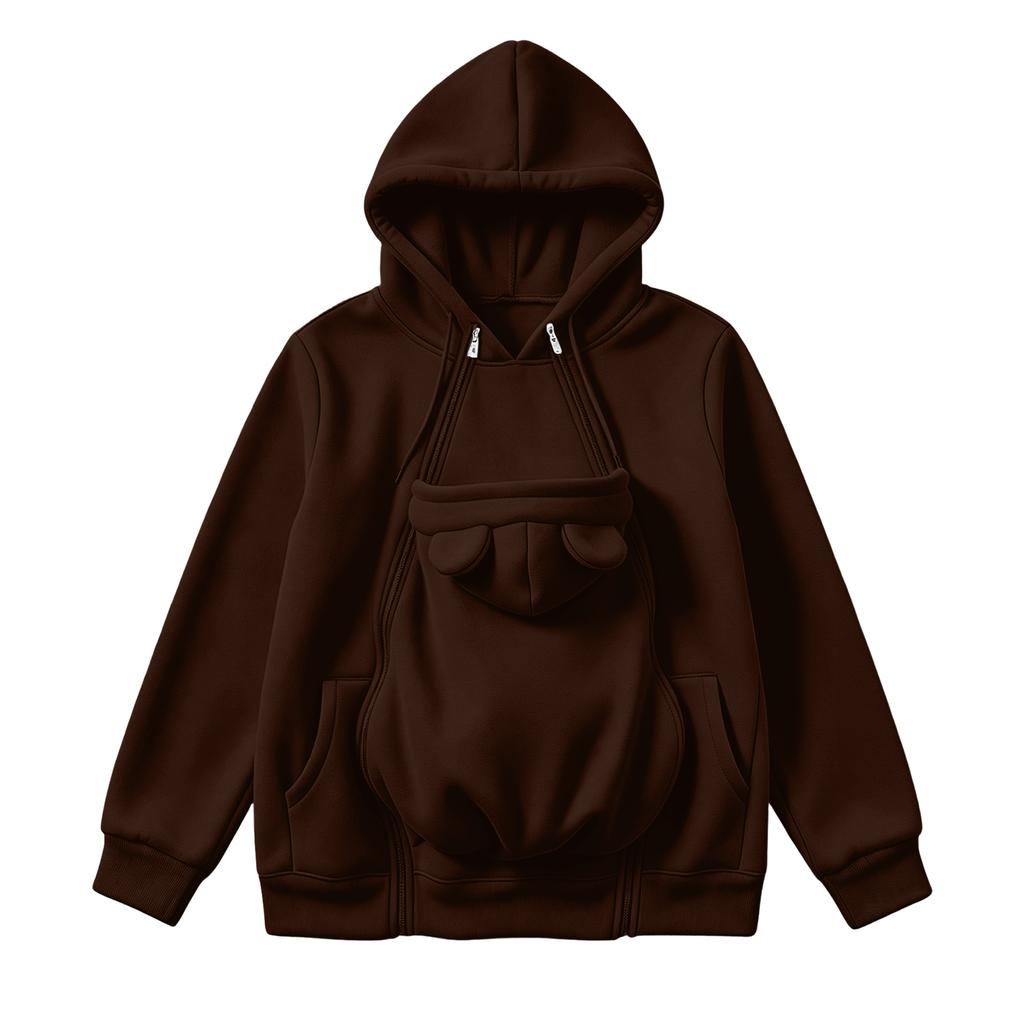 Damen Winter Warm Umstands-Hoodie mit durchgehendem Reißverschluss Babytragejacke für die Schwangerschaft