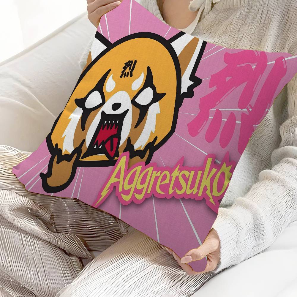 A-Aggretsuko Red Cute Panda Lucky Dragon Pillow Cover Sofa Cushion Cover Home Room Decoration Children Gift
