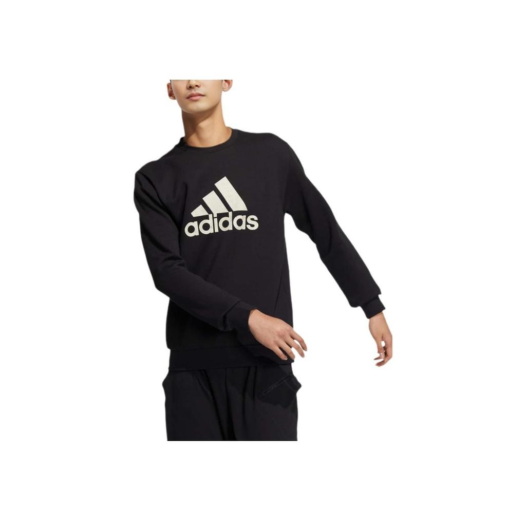 Adidas Printed Logo Crewneck Long Sleeve Sweatshirt Men Tops Black HN8995