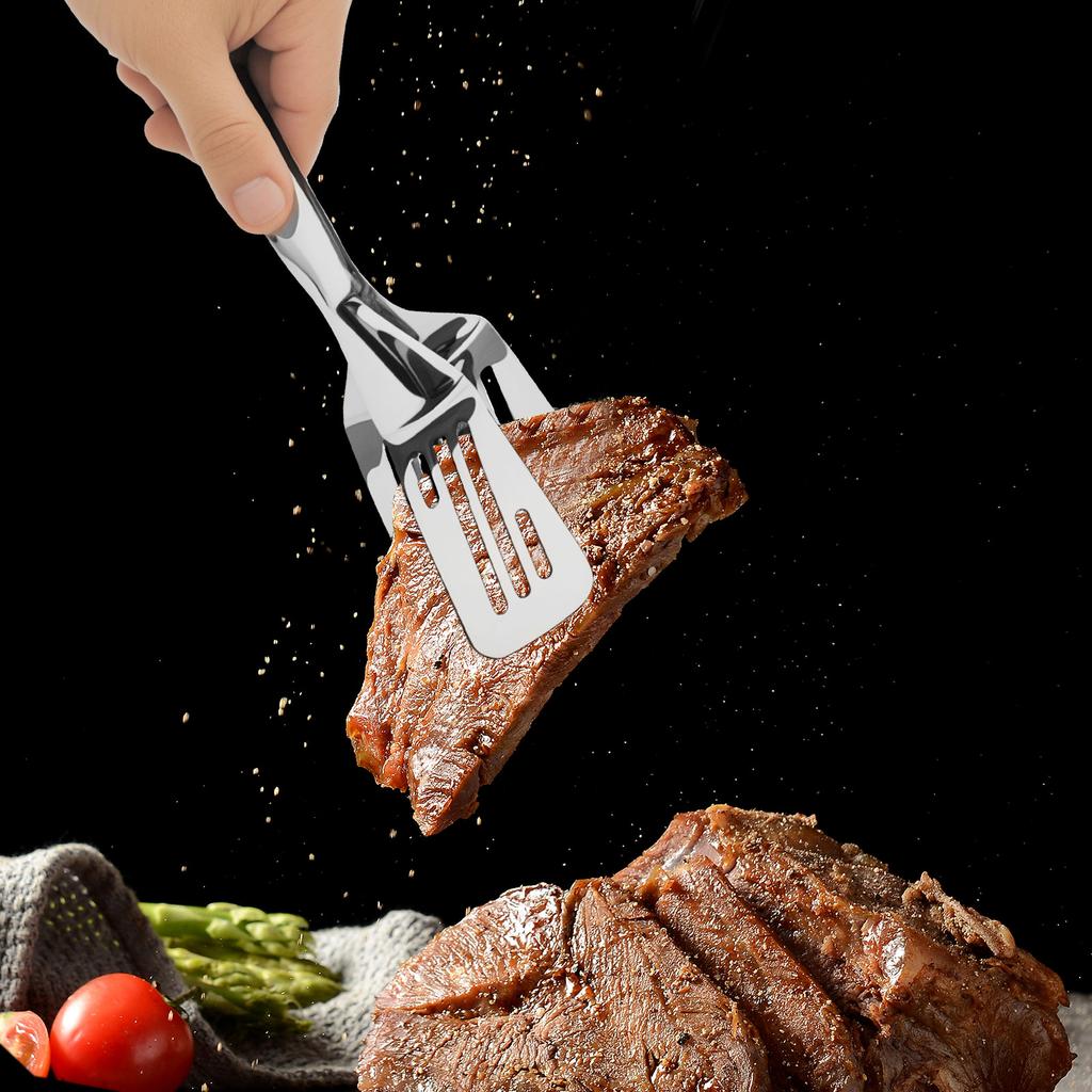 Kitchens Tongs 11.6Inch Stainless Steel Cooking Tongs Detachable Frying Spatula Multipurpose Barbecue Tongs for Grilling Cooking
