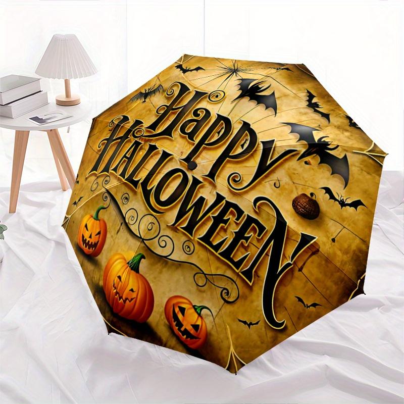 1pc Halloween Happy Day Durable Cartoon Folding Umbrella, Portable 3-Fold Compact Umbrella for Men and Women, Suitable for Travel or Daily Use.G0
