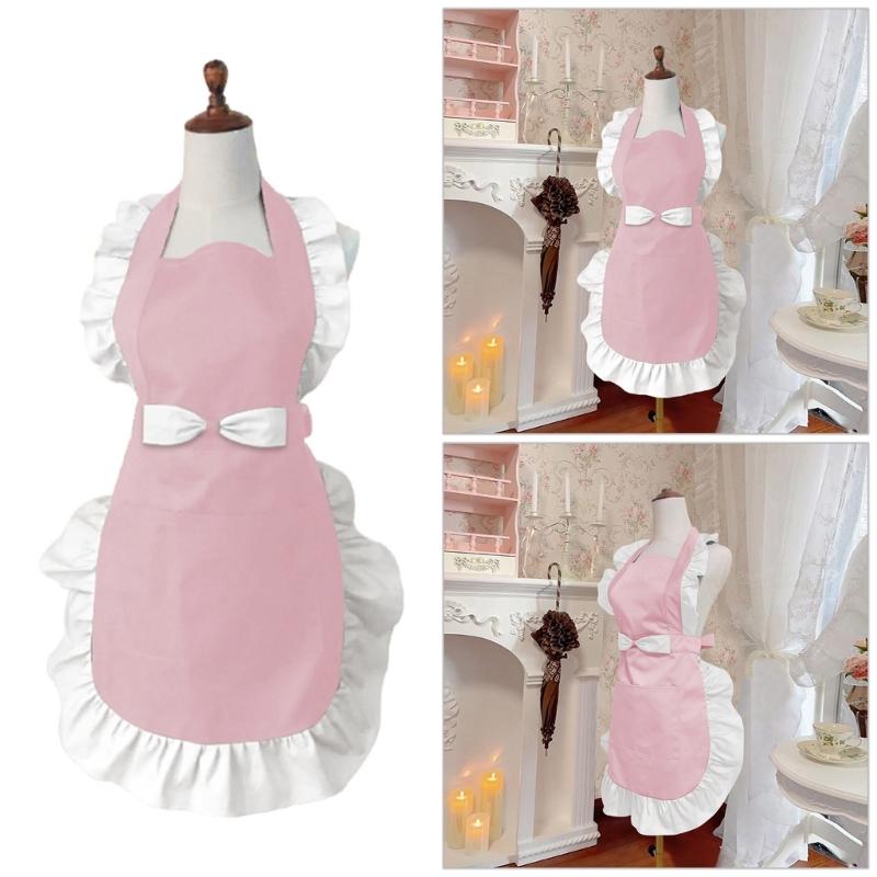 Women's Cake Apron Bowknot Apron for Women with Pockets Adjustable Chefs Aprons for Kitchen Cooking Baking Gardening