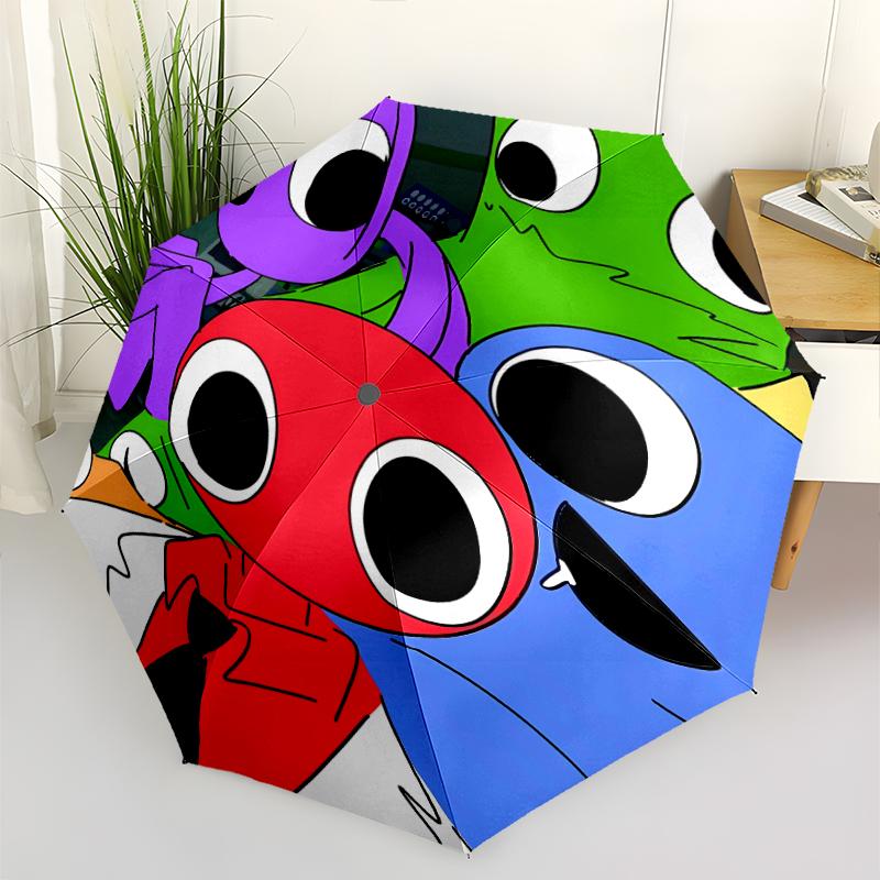 Rainbow Friends3 Print Automatic Umbrella, 8 Rib Iron Frame, Plastic Handle, Suitable for Outdoor Travel &Daily , Ideal Gift